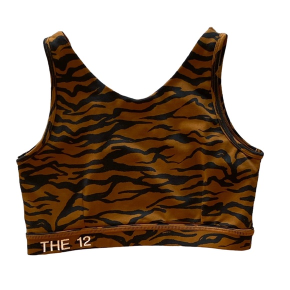 Brown & Black Zebra Print Workout Top Elastic Size S. Great Condition! The 12. - Picture 8 of 8